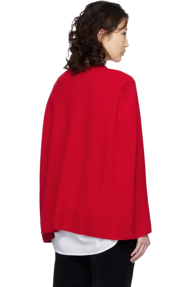 TOTEME Red Crew Cape Knit Sweater, photo 3 of 4 from SSENSE