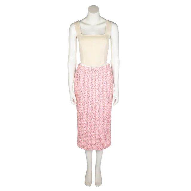 Chanel Fantasy Tweed Pencil Skirt FR 38 in Pink & Orange Tweed from Blue Spinach
