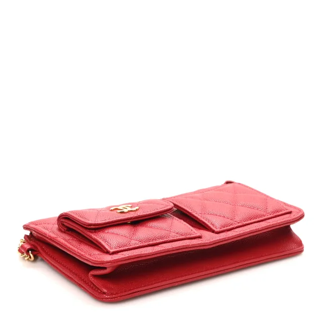 Chanel Caviar Quilted Polly Pocket Pouch Red in Red Caviar leather from FASHIONPHILE, photo 5 of 9