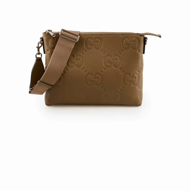 Gucci Jumbo GG Medium Messenger Bag Taupe in Taupe Calfskin from The Purse Affair