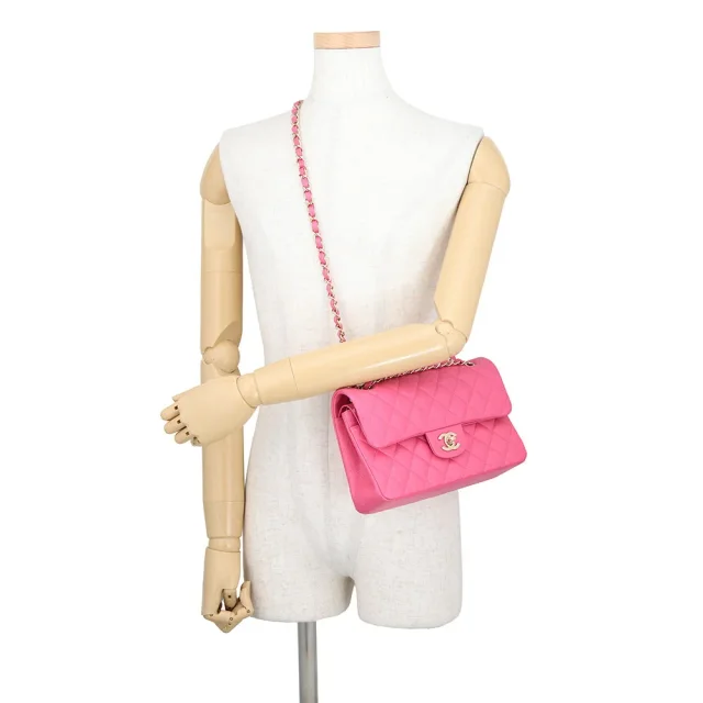 Chanel Matelasse W Flap ChainShoulder Bag PinkA01113 Caviar Leather Size 23 in Caviar leather from GALLERY RARE, photo 5 of 17