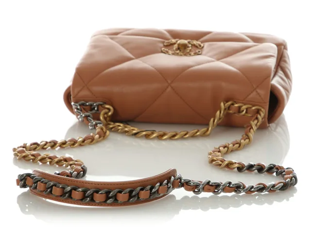 Chanel Medium Brown Quilted Lambskin 19 Flap in Brown Lambskin from Ann's Fabulous Finds, photo 8 of 10