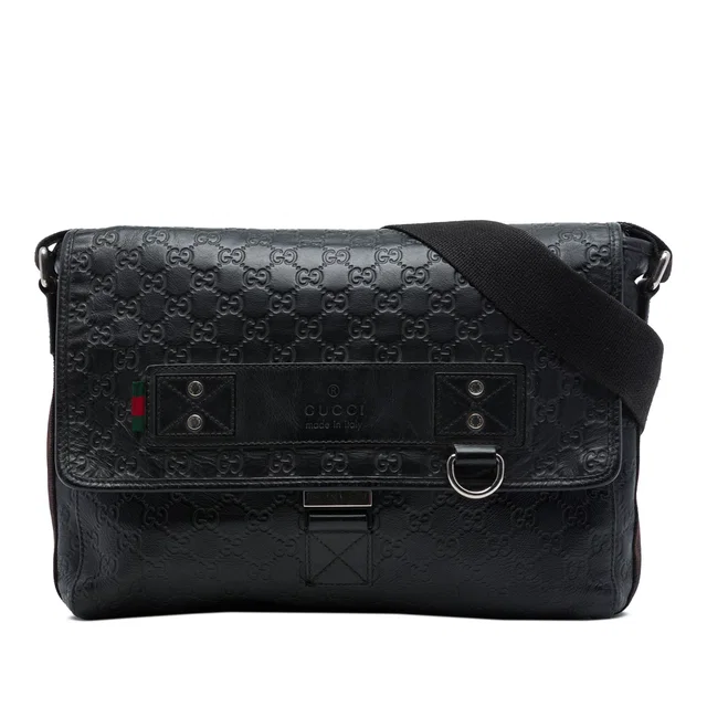 Black Gucci Guccissima Web Crossbody in Black Canvas from Designer Revival