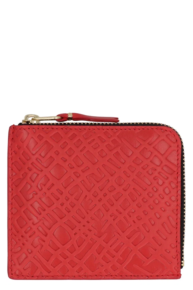 Comme des Garçons Leather Zipped Coin Purse — Red Cow Hide & Cardholders in Red Leather from HEWI