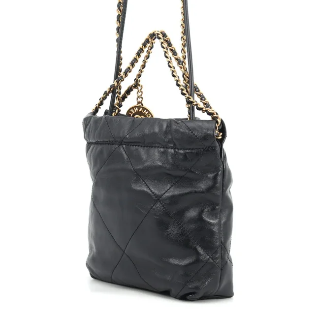 Chanel CHANEL22 BlackAS3980 Shiny Calf Leather Size Mini in Calfskin from GALLERY RARE, photo 2 of 17