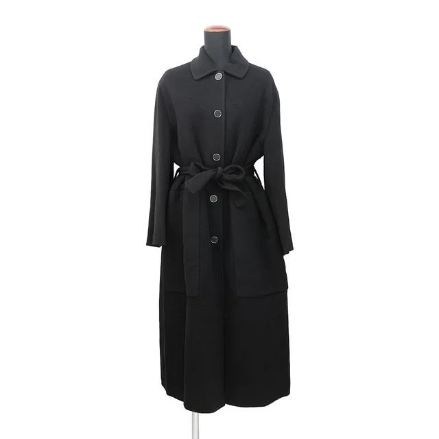 Hermès Double-faced wrap coat Size 34 Black Cashmere100% in Black from GALLERY RARE