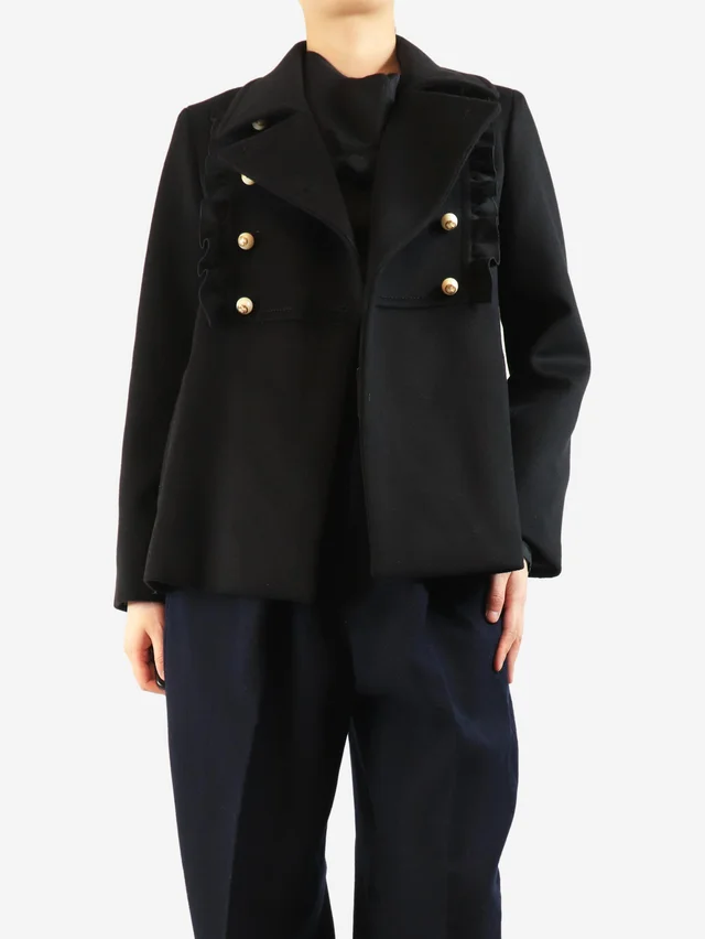 Gucci Black wool coat with pearl buttons - size UK 14 in Black Wool from Sign of the Times, photo 2 of 2