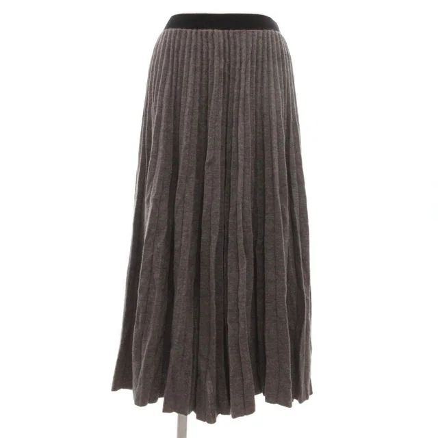 Celine Skirt Wool S Pleated Knit Long Length Gray ML GY06 in Grey Wool from The Reluxe
