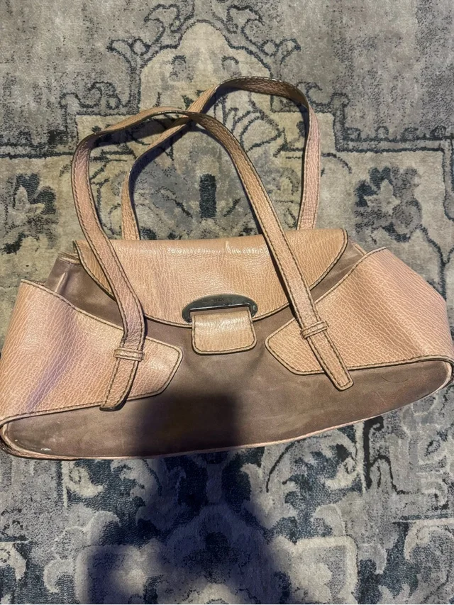 Tod's Two-Tone Tan And Brown Leather Shoulder Bag in brown|red|neutral Leather from Poshmark
