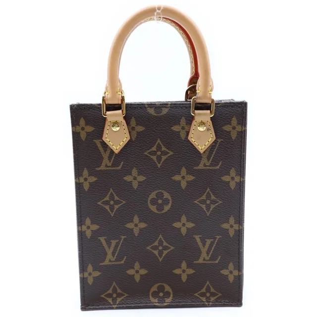 Louis Vuitton Monogram Petite Sac Plat Leather 2-Way Bag Brown in Brown Leather from The Reluxe