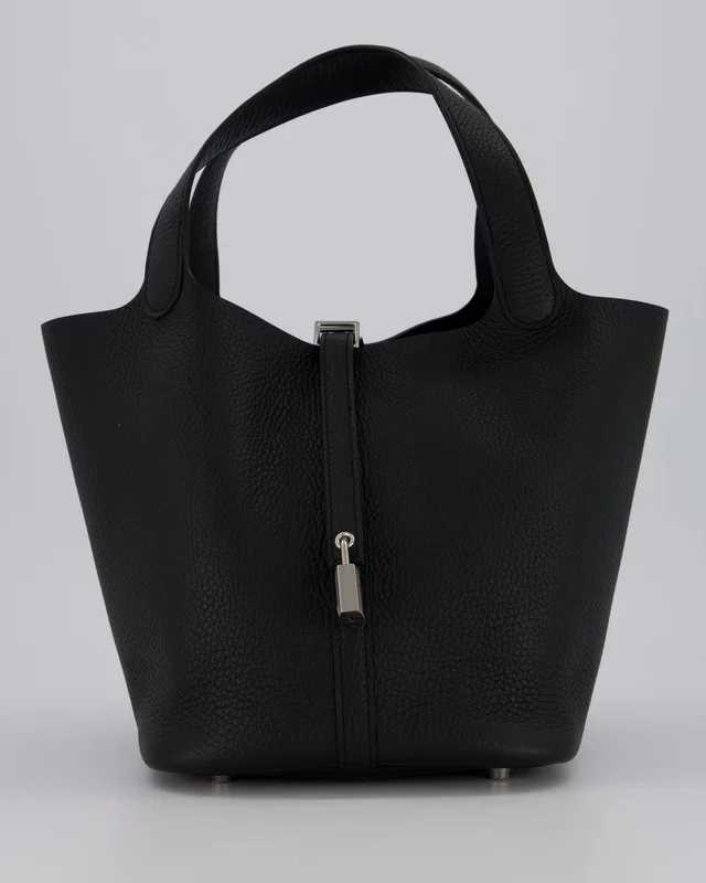 Hermès Picotin Lock 22 Bag in Black Clemence leather from Sellier