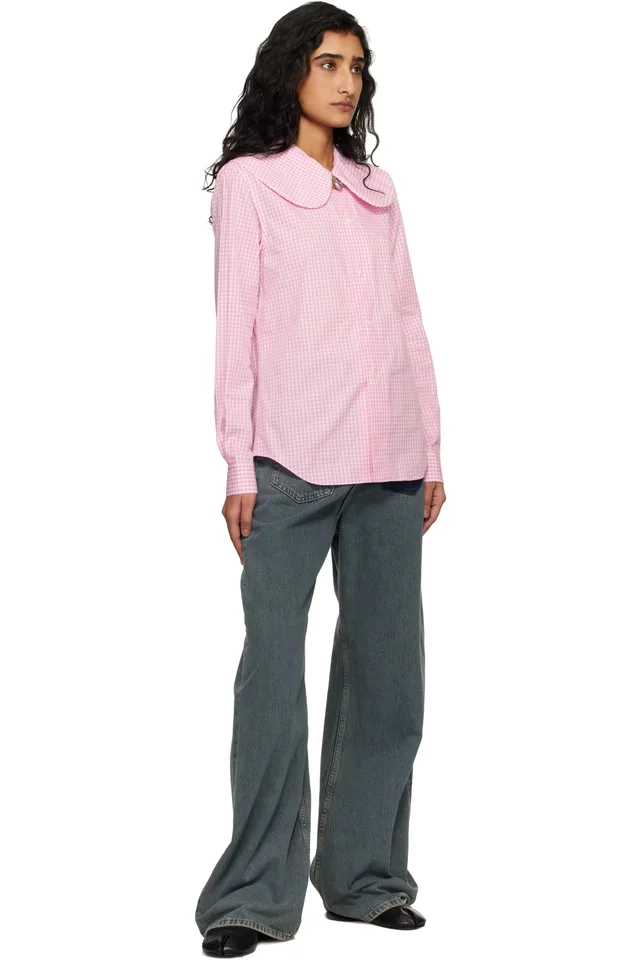 Comme des Garçons Girl Pink & White Cotton Poplin Gingham Check Shirt, photo 4 of 4 from SSENSE
