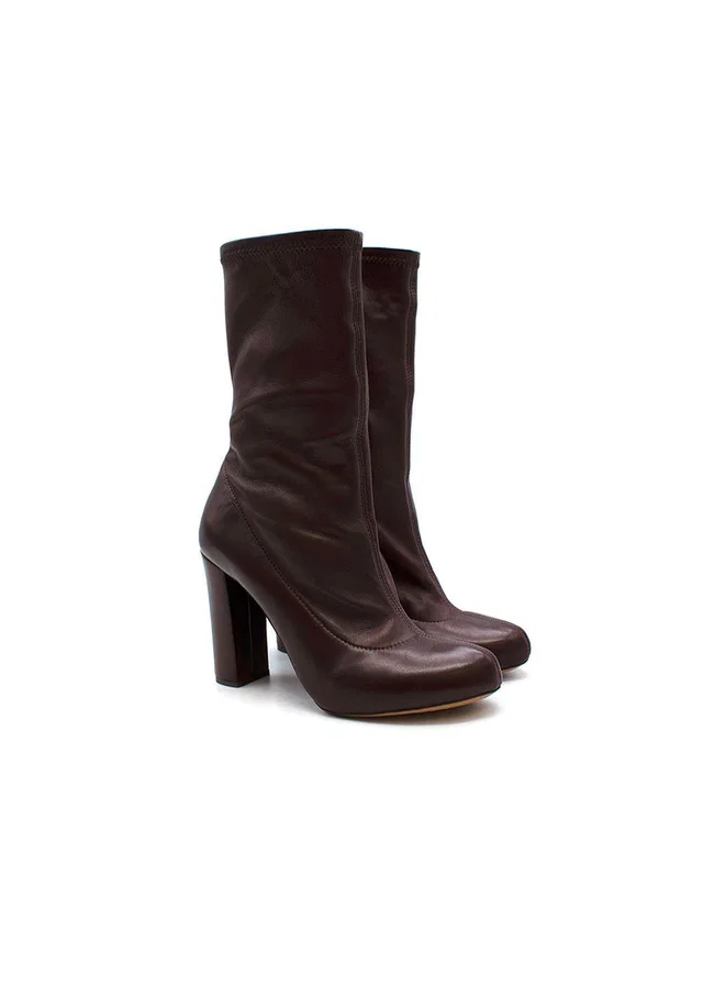 Chloé burgundy stretch-leather heeled boots in Burgundy Leather from HEWI