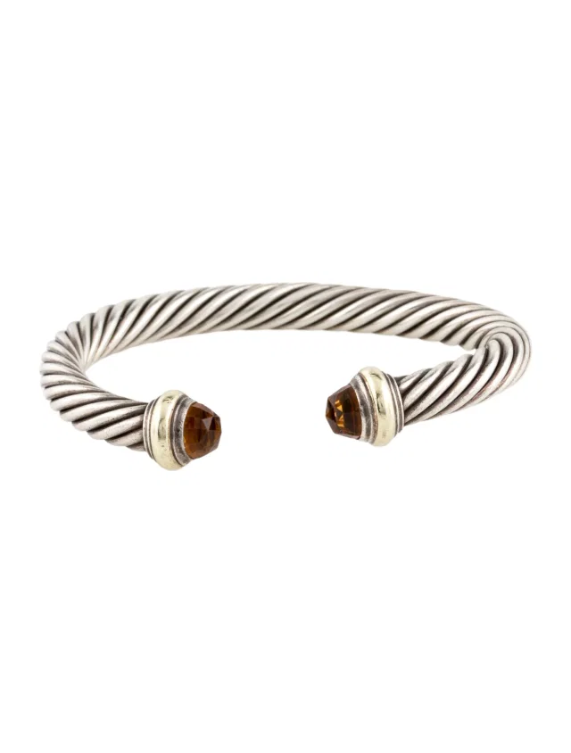 David Yurman Citrine Classic Cable Cuff Bracelet, 6.5" in orange from The RealReal