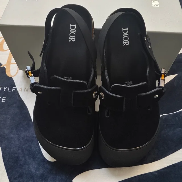 Dior Suede Platform Slingback Clogs With Metal Accents in black Suede from Poshmark