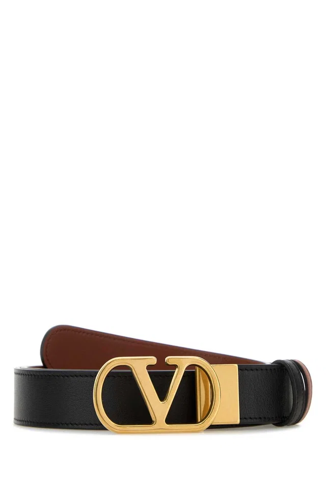 Valentino Garavani Vlogo Leather Belt — Black in Black Leather from HEWI