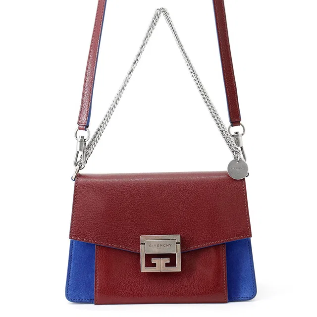 Givenchy GV3 Shoulder Bag Bordeaux/Blue Leather suede Size Small in Burgundy Suede from GALLERY RARE