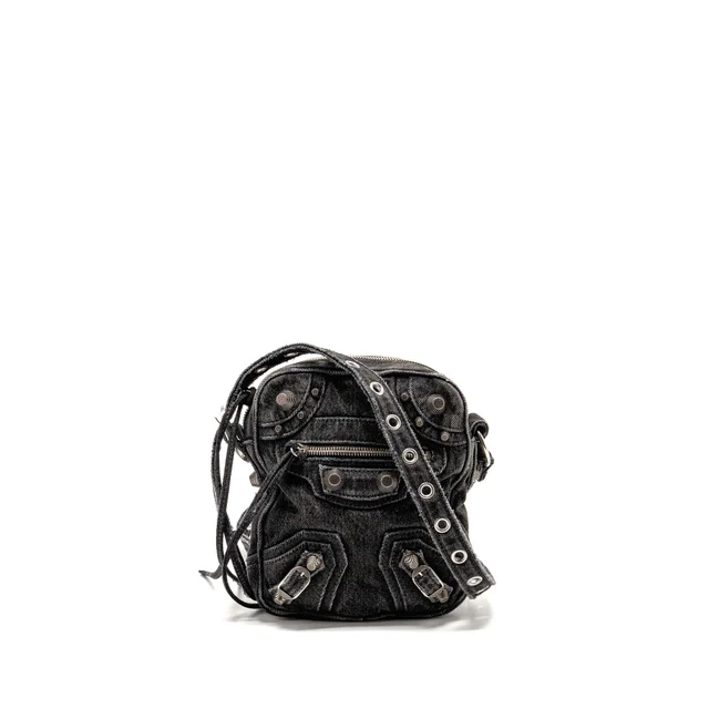 Balenciaga Le Cagole Crossbody Bag Denim Black SHW in Black Denim from EMIER