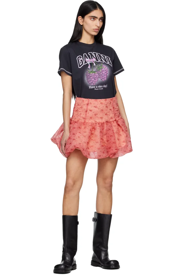 GANNI Pink Shibori Organza Miniskirt, photo 4 of 4 from SSENSE