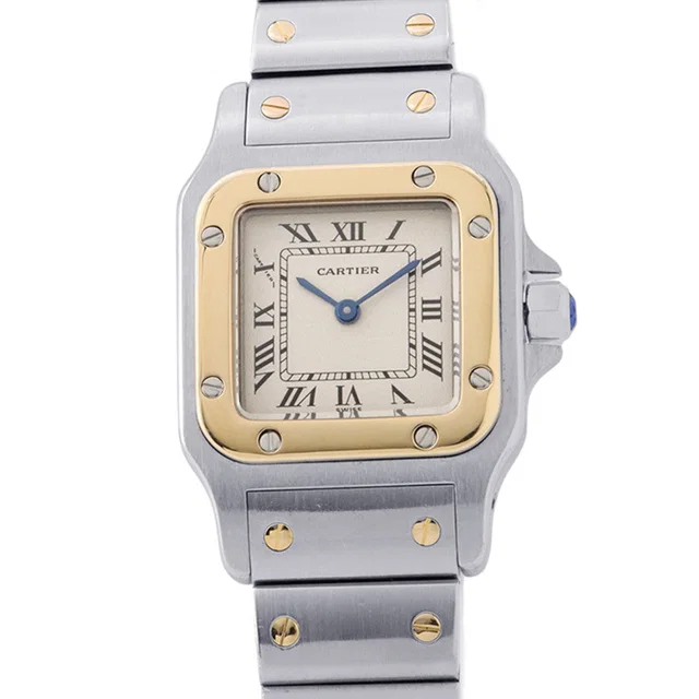 Cartier Santos Garbe SM H35.5mm x W23.5mm Stainless Steel K18YG Ivory DialW20012C4 in White from GALLERY RARE
