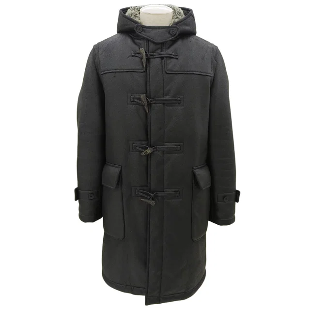 Burberry Faux Leather Duffle Coat #M Black in Black Leather from VINTAGE QOO TOKYO