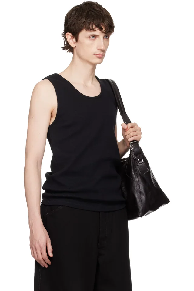 LEMAIRE Black Rib Cotton Jersey Tank Top, photo 2 of 3 from SSENSE