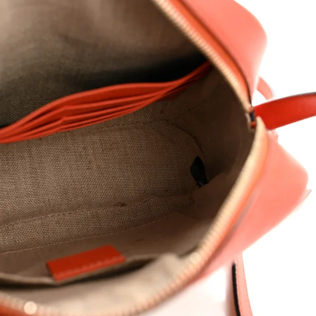 Gucci Monogram Dollar Calfskin Mini Bree Messenger Bag Beige Ebony Sun Orange in Beige Calfskin from FASHIONPHILE, photo 5 of 13