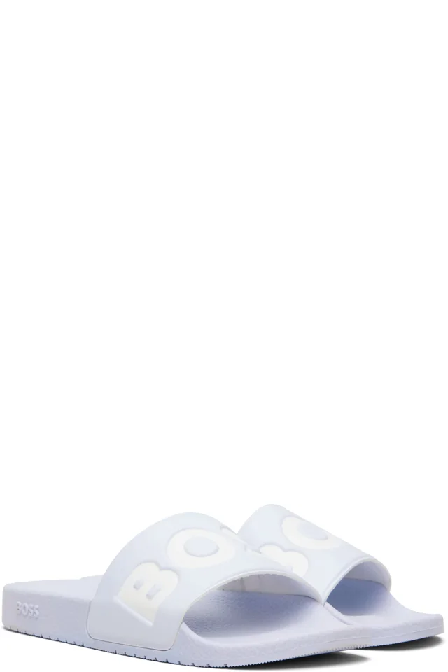 BOSS Blue Large Logo Detail Slides, photo 4 of 5 from SSENSE