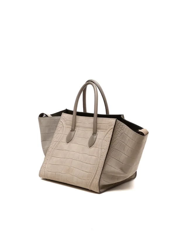 Celine Crocodile Embossed Nubuck Luggage Phantom Tote Bag in Suede from A Retro Tale, photo 3 of 9