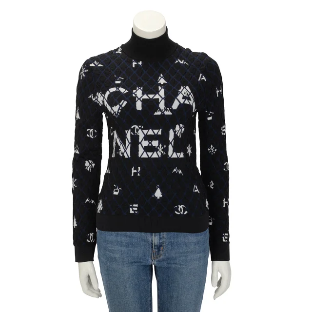 Chanel Quilted Coco Neige Motifs Sweater FR 34 from Blue Spinach