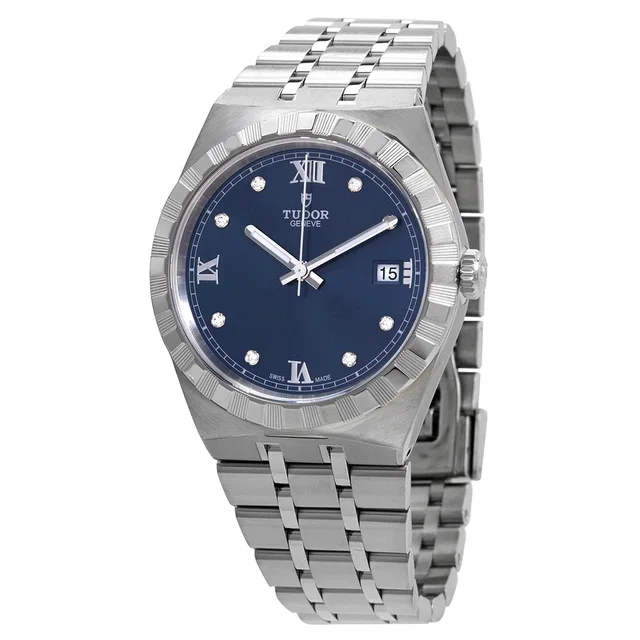 Tudor Royal Automatic Diamond Blue Dial 38 mm Watch M28500-0006 in silver|blue|gray from Jomashop.com