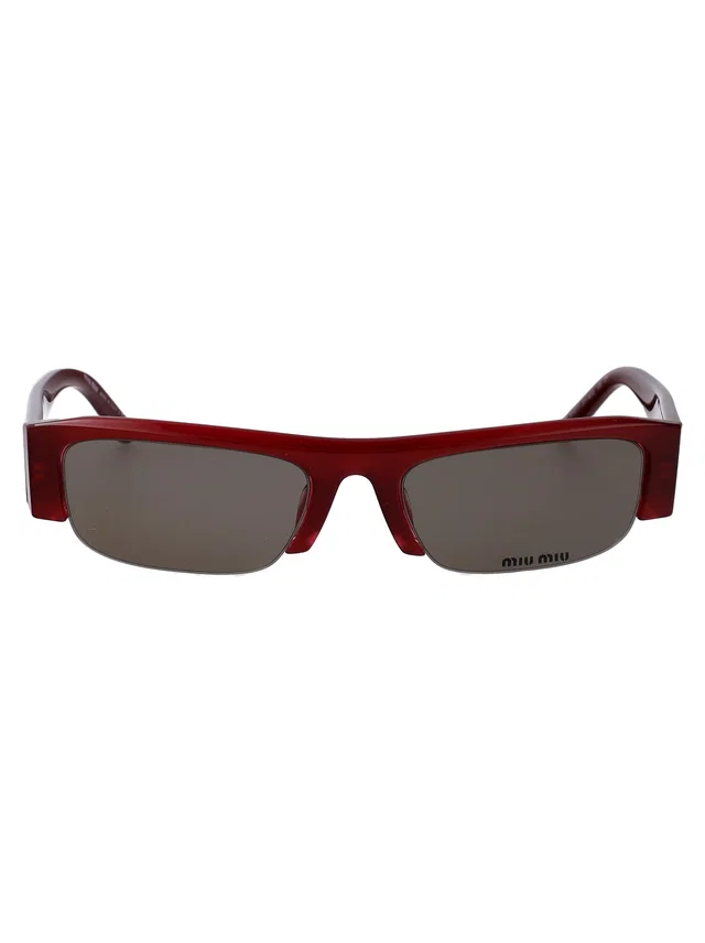 Miu Miu 0mu Acetate Rectangle Sunglasses — Burgundy in Burgundy from HEWI