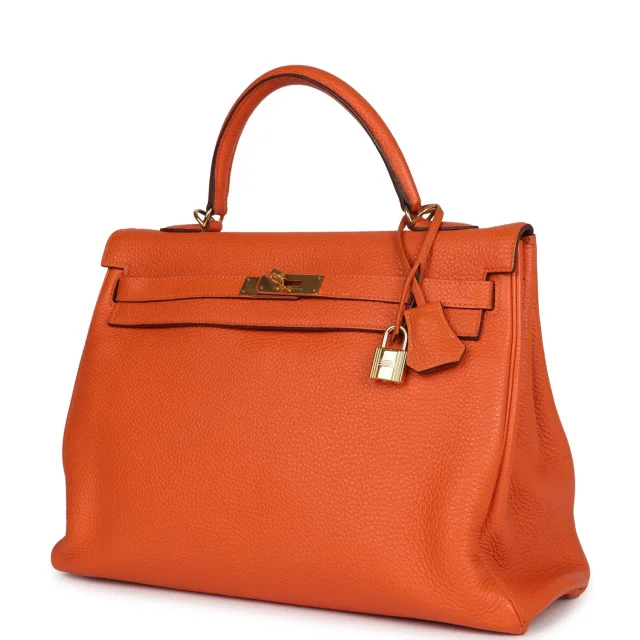 Hermès Kelly Retourne 35 Orange Togo Gold Hardware in Orange Togo leather from Madison Avenue Couture, photo 5 of 9