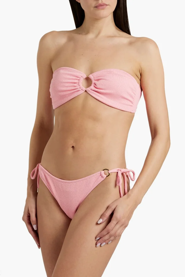 Melissa Odabash Tortola Embellished Seersucker Bikini Briefs in Pink, photo 2 of 4 from THE OUTNET