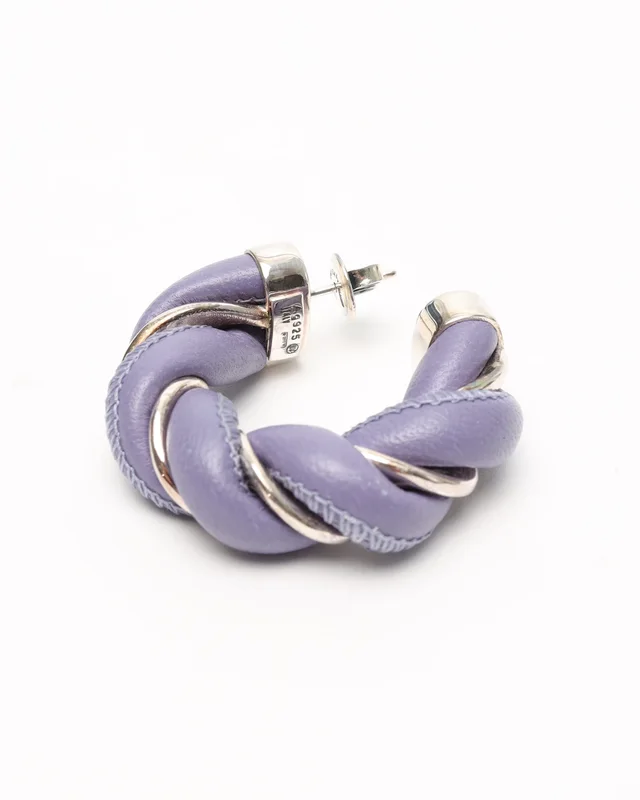 Bottega Veneta Twisted Hoop Earrings in Leather from A Retro Tale, photo 3 of 4
