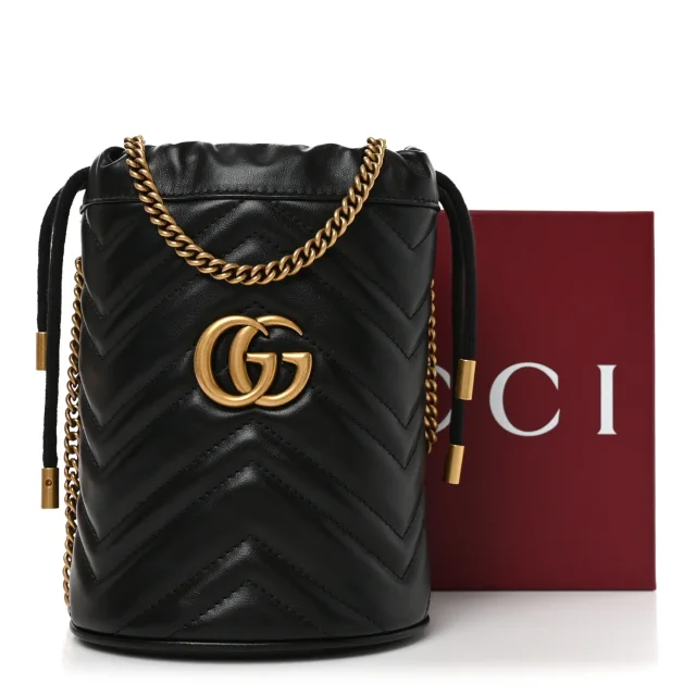 Gucci Matelasse Mini GG Marmont 2.0 Bucket Bag Black in Black Calfskin from FASHIONPHILE, photo 11 of 11