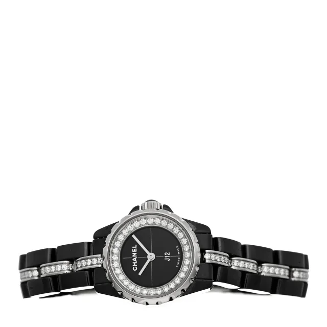 Chanel Stainless Steel Ceramic Diamond Bezel 19mm J12 XS Quartz Watch Black in Black Ceramic from FASHIONPHILE, photo 2 of 5
