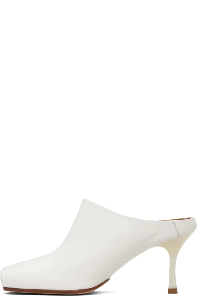 MM6 Maison Margiela White Ballerina Mule Heels, photo 3 of 5 from SSENSE