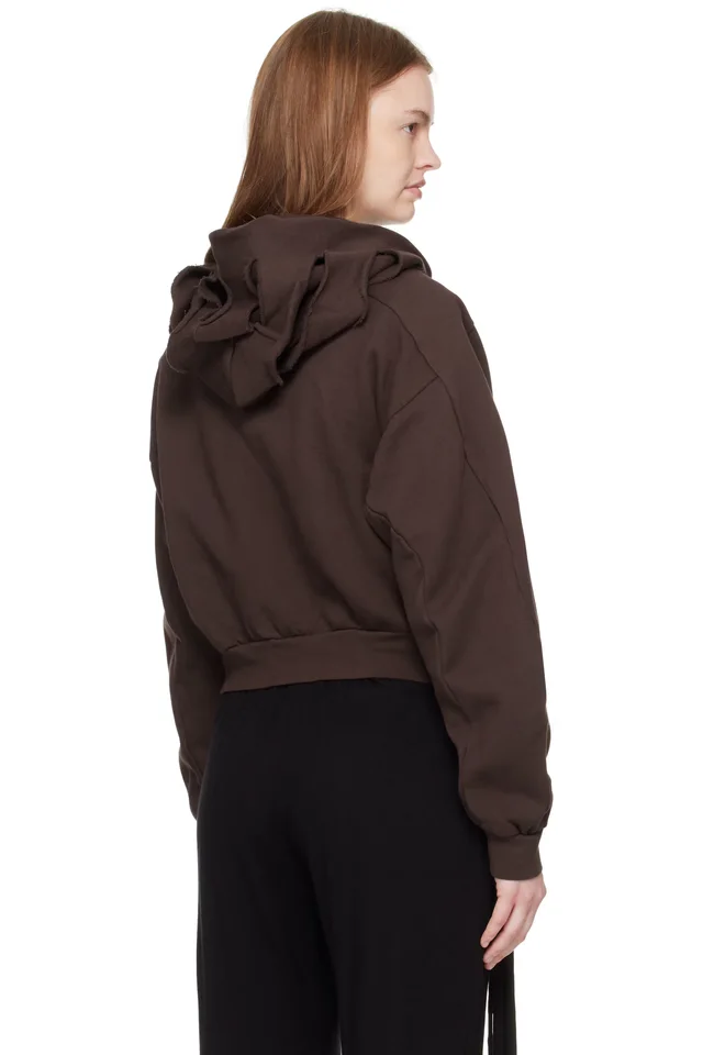 Ottolinger Brown Distressed Multiline Zip Hoodie, photo 3 of 4 from SSENSE