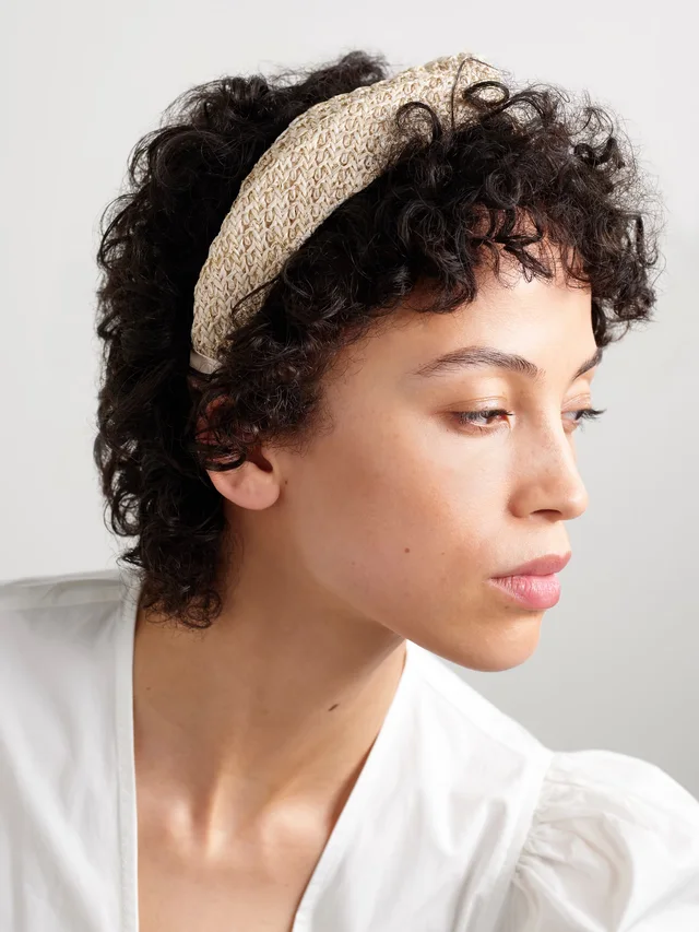 EUGENIA KIM Trish knotted metallic woven headband in Beige, photo 2 of 2 from NET-A-PORTER (Canada)