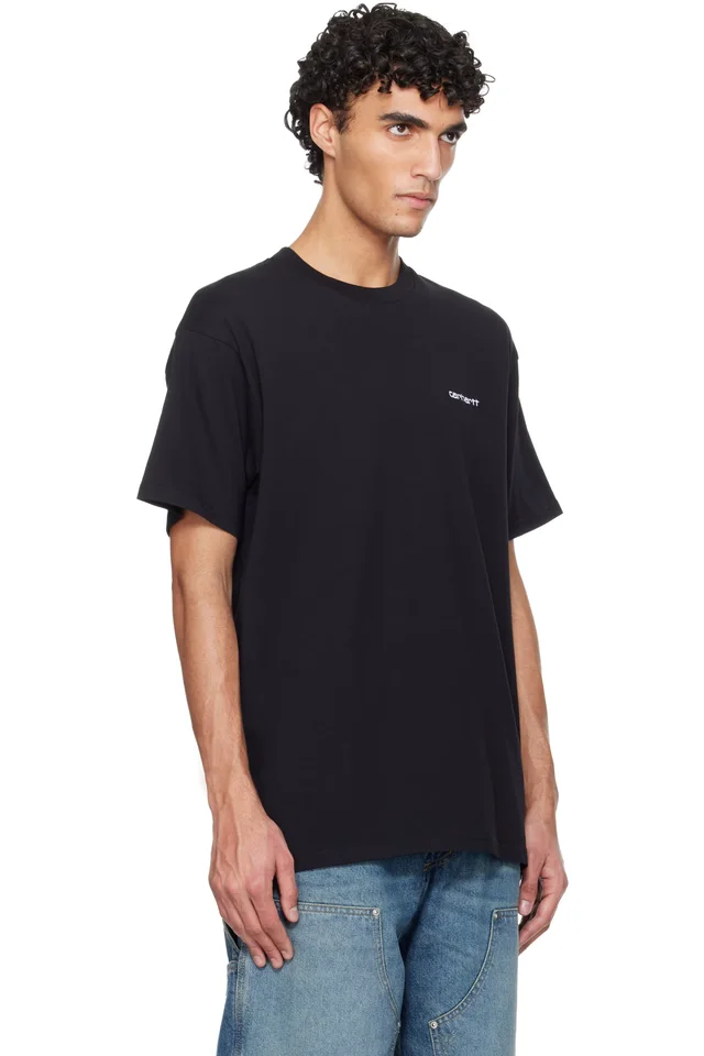 Carhartt Work In Progress Black Script Embroidery T-shirt, photo 2 of 4 from SSENSE