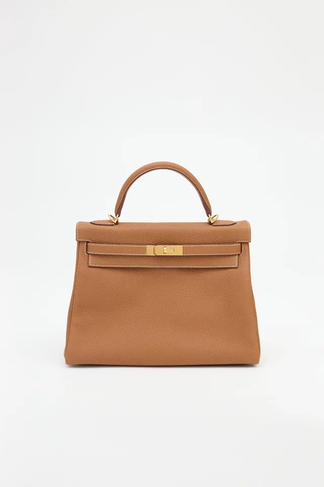 Hermès 2021 Gold Togo Kelly Retourne 32 Bag in Gold Togo leather from VSP Consignment
