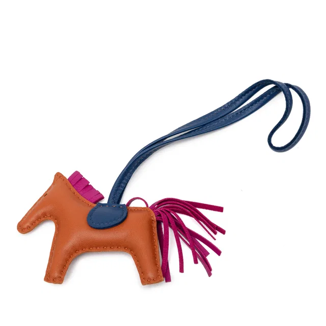 Orange Hermès Milo Lambskin Grigri Rodeo Bag Charm PM Key Chain in Orange Lambskin from Designer Revival