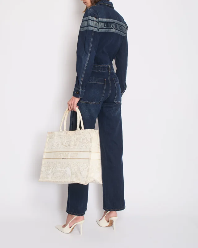 Dior Dark Wash Long Sleeve Denim Jumpsuit with Stripe and Logo Detail Size FR 34 (UK 6) in Denim from Sellier, photo 2 of 2