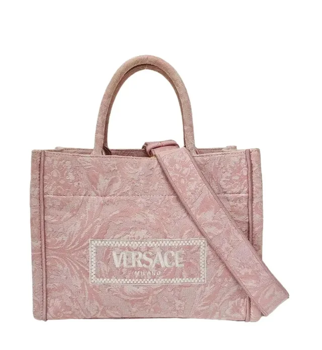 Versace Tote Bag Small Pink Canvas Jacquard Shoulder Bag Handbag Crossbody Gold in multicolor Canvas from Grailed