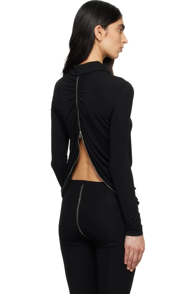 Alexander Wang Black Draped Back Zip Shirt, photo 3 of 4 from SSENSE