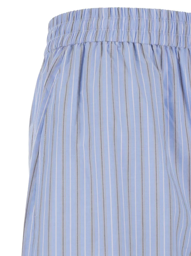 Rotate Blue Pants with Elastic Waist and Striped Design in Cotton Poplin for Women in 100% Biologic Cotton, photo 6 of 6 from Gaudenzi Boutique