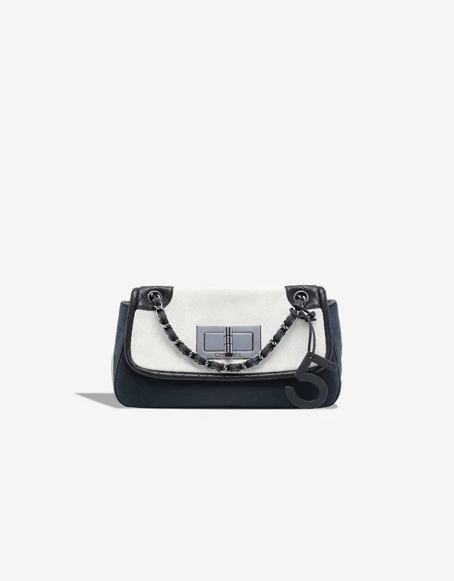 Chanel Tricolor No. 5 Flap Bag Medium Canvas / Denim Blue / White in Blue, Multicolour, White Canvas from SACLÀB