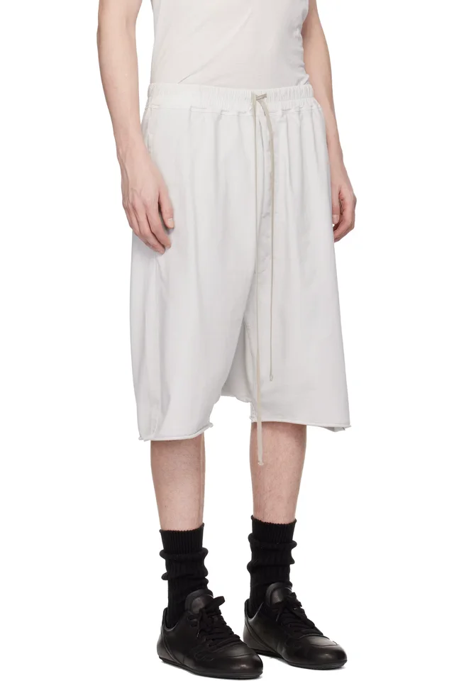 Rick Owens DRKSHDW Off-White Temple Drawstring Pods Shorts, photo 2 of 4 from SSENSE