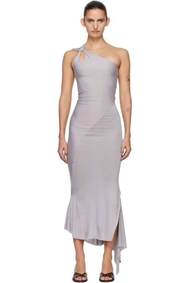 AARON ESH Gray Jersey Fishtail Midi Dress, image 1 of 1 from SSENSE